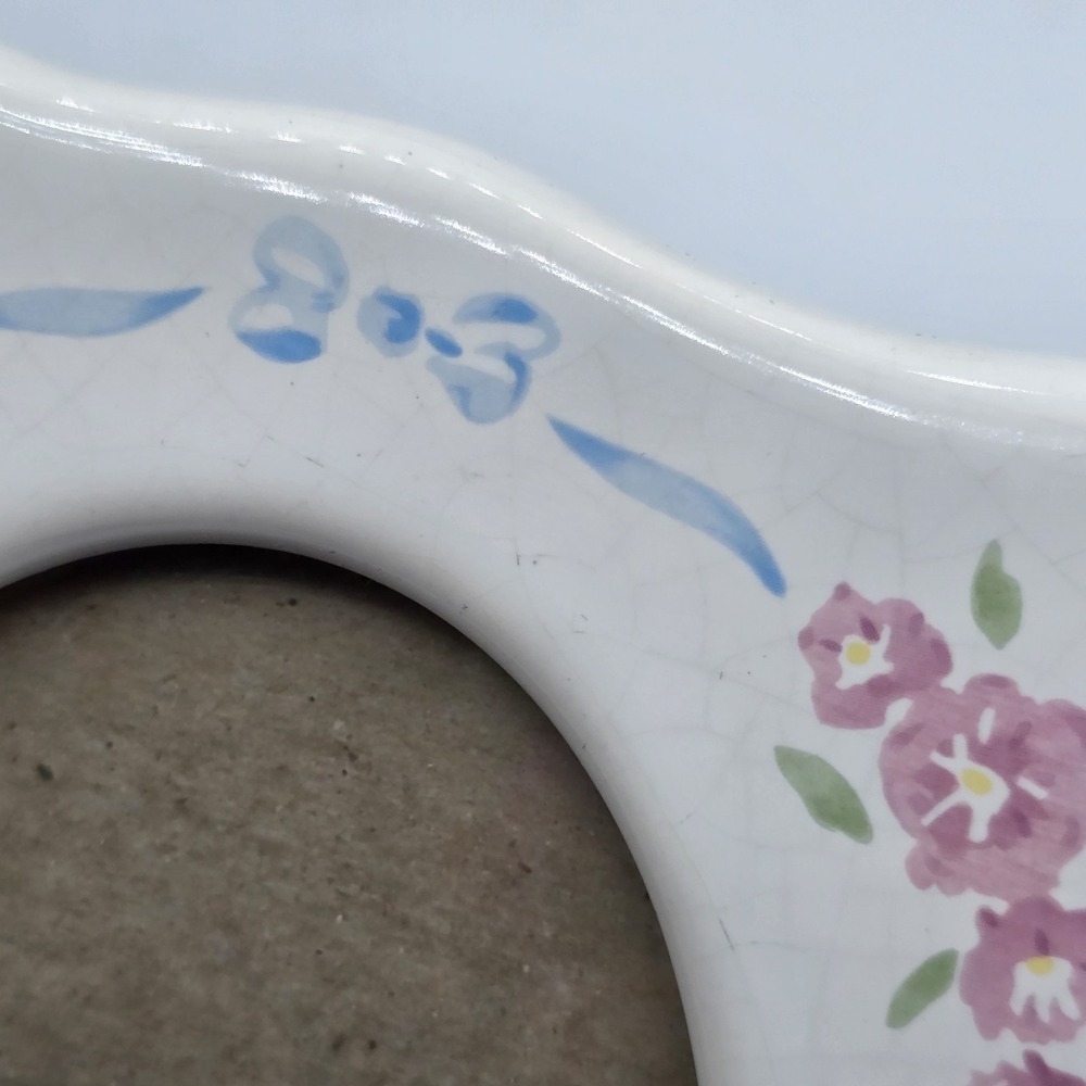 Ceramic Photo Frame Pink Tea Roses Simple Oval Display Cottagecore Vtg Granny - Picture 8 of 14